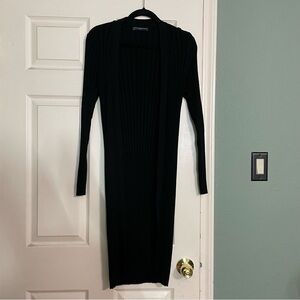 Peruvian Connection Aurelie Ribbed Long Line Duster Cardigan Size M in Black
